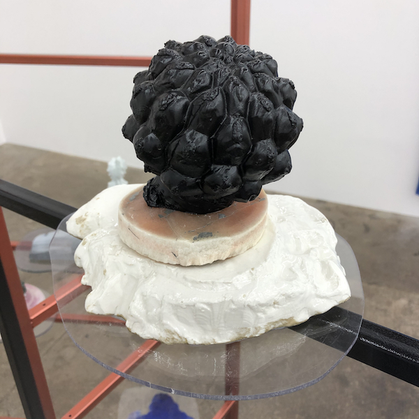 Lisa Kottkamp: Home Grown Cactus I, 2019, porcelain, alabaster, plaster, lacquer, Plexiglas, 18 x 19 x 18 cm 

